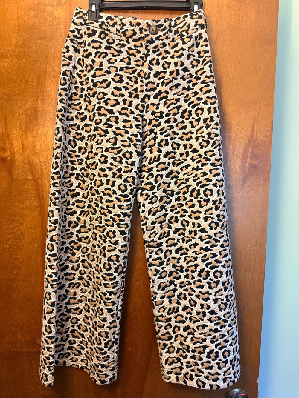 Maeve leopard print wide leg pants